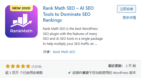 Rank Math的安装数据量